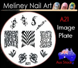 A21 Stamping Nail Art Image Plate Design Round XL Stencil metal - Picture 1 of 2