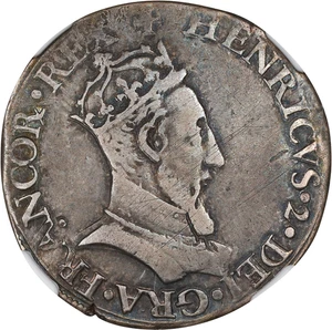 1550-A FRANCE HENRY II SILVER TESTON PARIS MINT NGC VF 30 - Picture 1 of 4