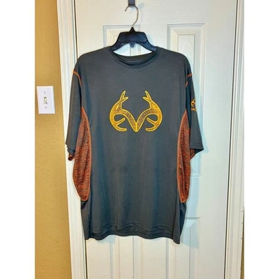 Realtree Performance Hunting Men's Shirt Gray Orange US XL Polyester Logo - Image 1 of 4