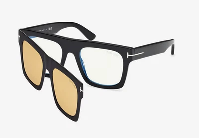 TOM FORD TF6068-B eyeglasses 001 Black W / Original Clip-on Size 53 new - Image 1 of 3