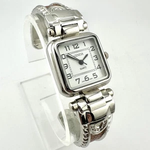 Geneva Watch Womens Quartz Brown Faux Leather 6" Cuff Bracelet 25mm New Battery - Picture 1 of 9