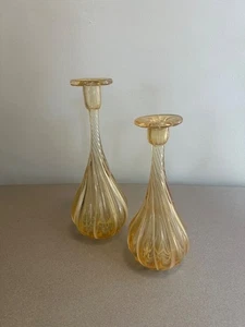 Vintage Italian Murano Blown Glass Bulb Vases Set of 2 - Mid Century Style - Picture 1 of 16