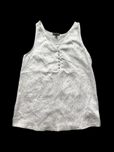 Express Tank Top Womens Size XS Pure White Polka Dot V-Neck Lightweight Buttons - Picture 1 of 7