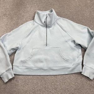 Lululemon 1/2 Zip Scuba Sweatshirt Women’s M/L Light Blue Oversized Funnel Neck - Picture 1 of 16