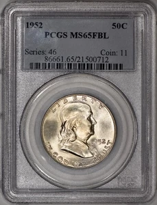 1952 Franklin Half Dollar 50c PCGS MS65 FBL - PQ Coin! - Picture 1 of 3