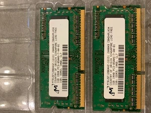 LOT OF 2 Micron MT8JSF12864HZ-1G1F1 PC3-8500S 1GB 1Rx8 DDR3 Memory Ram SODIMM - Picture 1 of 1