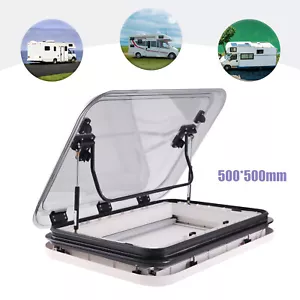 RV Caravan Roof Window Hatch W/LED Light Skylight Roof Vent Hatch 500*500mm - Picture 1 of 17