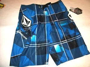 New Volcom youth boys boardshorts swimsuit sz 20 ANNHILATOR blue board shorts - Picture 1 of 4