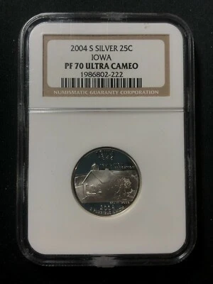 2004-S Iowa Silver Washington Quarter San Francisco Mint NGC PF70 Ultra Cameo - Image 1 of 4