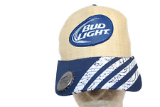 Budweiser Bud Light Beer Men's Bottle Opener Straw Trucker Hat Cap Summer EUC