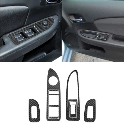 6Pcs Carbon Fiber Interior Door Control Cover Trim For Chrysler 200 Sedan - Изображение 1 из 4