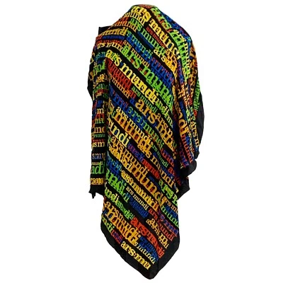 Pañuelo de seda cuadrado negro rayas monograma sin marca 31/35 pulgadas #a15 Foto 1 de 2