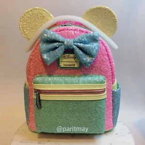 Loungefly Limited Edition Exclusive - Minnie Mouse Pastel Sequin Mini Backpack - Picture 1 of 8