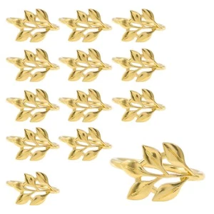Gold Napkin Rings Set of 12 Metal - Leaf Napkin Rings Holders Decorative - Ea... - Picture 1 of 5