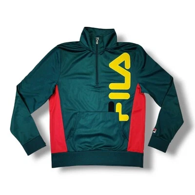 Fila Urban Outfitters Men's Pullover 1/4 Zip Sweatshirt Medium Green Red Yellow - Image 1 of 4