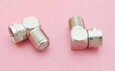 F Male Plug to F Female Jack Right Angle Coaxial Adapter Connector Nickel TV - Image 1 of 2