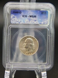 1946-D Silver Washington Quarter Icecube's ICG MS66 NUEVO soporte personalizado (BF841) - Imagen 1 de 4