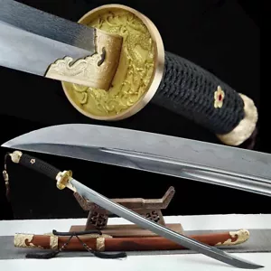 Clay Tempered Damascus Broadsword Chinese Saber Qing Dynasty Da Dao Battle Sword - Picture 1 of 12