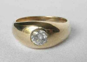 Vintage 14K Yellow Gold Over Mens 1.0CT Lab Created Diamond Solitaire Pinky Ring - Picture 1 of 6