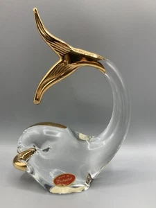 Murano Dolphin Whale Fish Figurine Sculpture with Gold Trim - Vintage - Picture 1 of 10