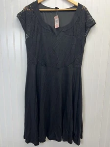 Torrid Black Lace Shoulder Skater Dress Sz 1/1X - Picture 1 of 7