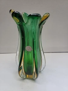 Vaso in vetro verde lobato 5" metà secolo MURANO anni '60 - .vedi tutte le foto... - Foto 1 di 13