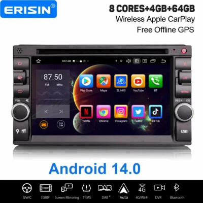 4GB+64GB Android 14 Autoradio 2Din Navi Für Nissan 8-Kern CarPlay DAB+ WiFi DVD - Bild 1 von 4