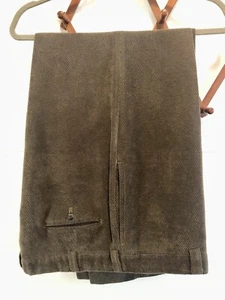 VTG BERLE Corduroy Pants Cotton Flat Front 38R 32 Inseam Green/Brown - Picture 1 of 8