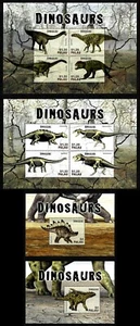PALAU, SCOTT # 1260-1263, JUEGO DE 4 MINI HOJAS MNH - AÑO 2014 VARIOS DINOSAURIOS - Imagen 1 de 5