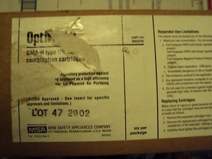 Cartuchos combinados MSA Optifilter GMA-H tipo OV/HE p/n 800383; caja de 6 - Imagen 1 de 2