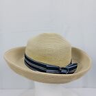 Kate Lord PINEHURST #2 US OPEN 2005 Derby Bowler Golf Straw Hat Blue Bow & Pin M