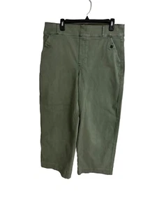 Pantalone SPANX Elasticizzato Twill Cropped Gamba Larga Verde Oliva Taglia 1X/1T - Foto 1 di 12
