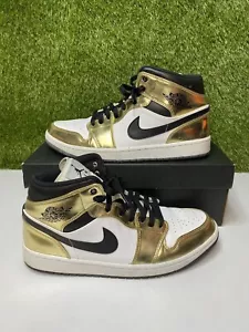 Air Jordan 1 Mid Metallic Gold White SE Size 10.5 Mens Sneakers 2020 DC1419-700 - Picture 1 of 12