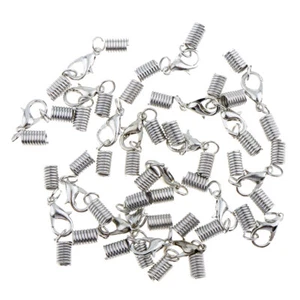 20Sets Leather Cord End Crimp Spring Clasp for Necklace Bracelet with Alloy - Picture 1 of 7