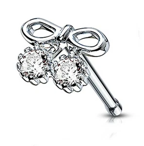 Anillo Hueso Nariz Cerezas Transparente 6mm Cabeza Calibre 20 1/4" Acero - Imagen 1 de 3