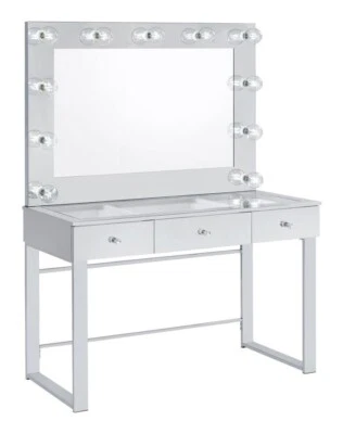 BRILLANTE TOCADOR ILUMINADO BLANCO MAQUILLAJE VIDRIO MESA SUPERIOR MUEBLES DORMITORIO Foto 1 de 4