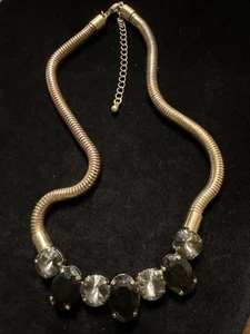 Necklace Rhinestone Chunky 5mm Gold Tone Snake Chain 18”-20” VTG (Lot# 451) - Picture 1 of 7