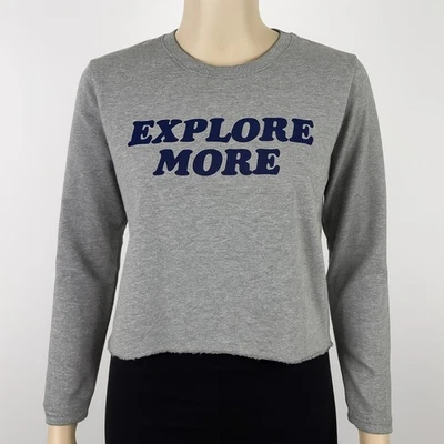 Sudadera Spiritual Gangster Explore More Gris Recortada Dobladillo Crudo Mujer Pequeña Foto 1 de 4