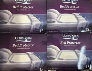 4 Medline Ultrasorbs Premium Disposable Underpads, Large Incontinence Bed Pads15 - Picture 1 of 2