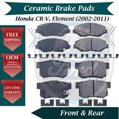 New OE Front & Rear Ceramic Brake Pads Kit For 2002-2011 Honda CR-V & Element - Image 1 of 4