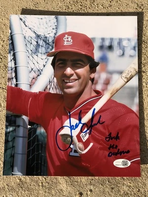 FOTO DE BÉISBOL 8X10 FIRMADA POR JACK CLARK INSCRITA POR LOS DODGERS MUY RARA JSA Foto 1 de 4