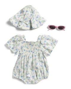 Jessica Simpson Boutique Baby Girl romper floral 3 Pc Set Summer 6/9 month NWT - Picture 1 of 2
