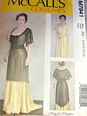 McCalls Costume Pattern 7941 Edwardian Titanic 1910s Historical Gown 6-14 Uncut - Image 1 of 4