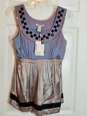 Anthropologie Kensie Silk Shimmer Large Facet Bead  Babydoll Empire Top S NWT  Foto 1 de 4