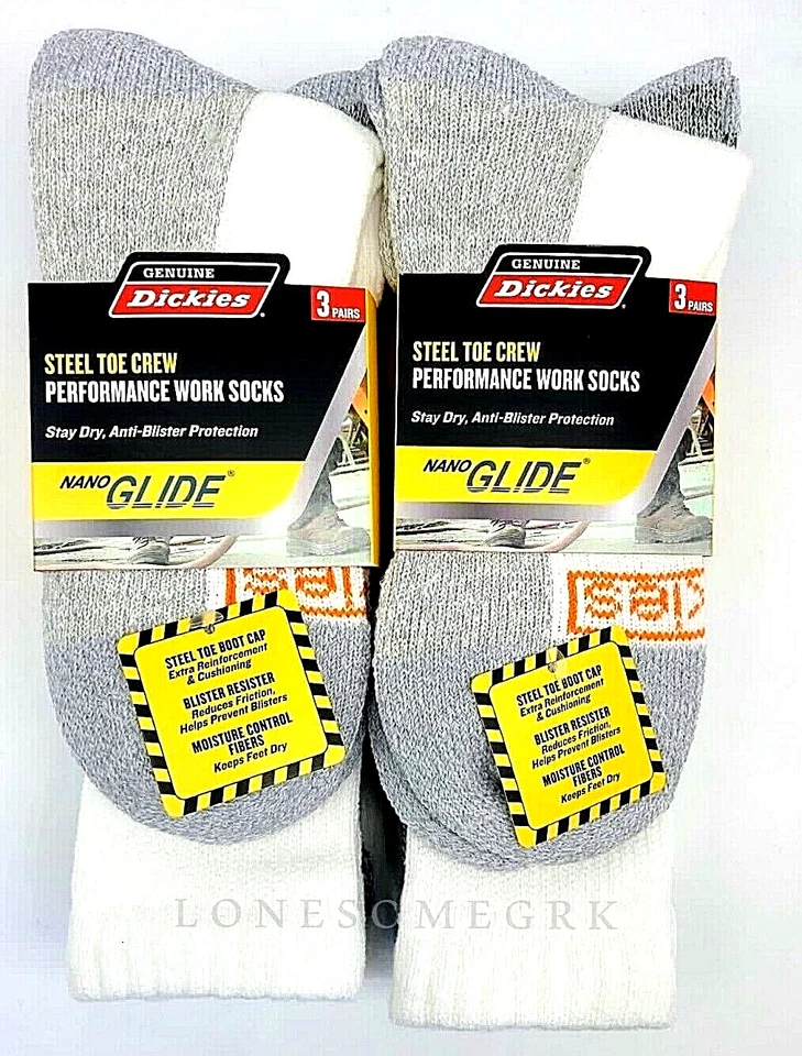 Dickies Steel Toe Crew Socks Men's Shoe Size 6-12 3 Pairs White