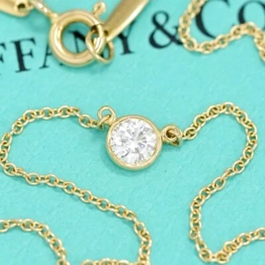 Collana Tiffany & Co. By The Yard Daimond 0,20 ct oro giallo 16" 18 carati originale con scatola - Foto 1 di 7