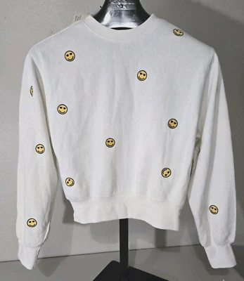New Embroidered Emoji Reflex Size S  Crewneck Pullover Sweatshirt Top Ultra Soft - Image 1 of 4