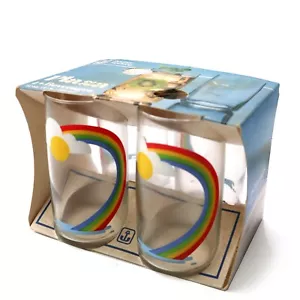 Anchor Hocking Rainbow and Clouds 5 1/2" Tall Glasses/Tumblers Set of 4 - Picture 1 of 3