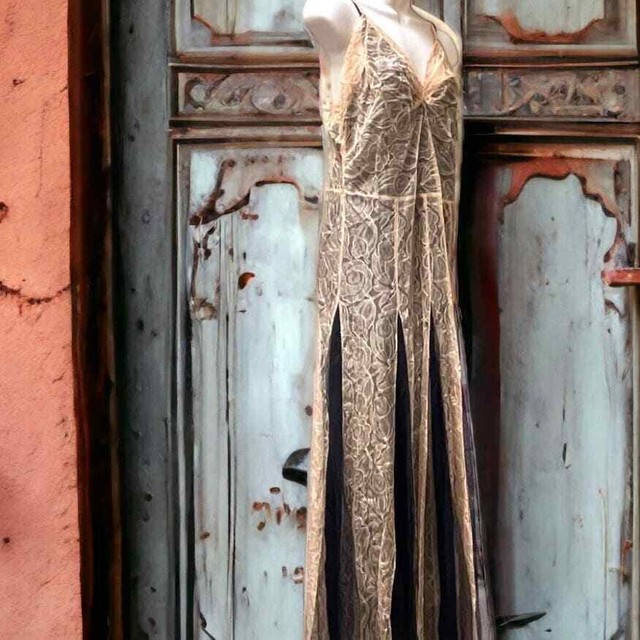 un vestido de flapper marfil