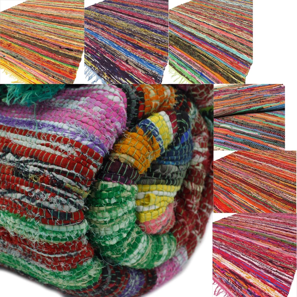 Eco-Friendly Handwoven Indian Rag Rug – Recycled Materials, 150cm x 90cm - Image 1 of 1